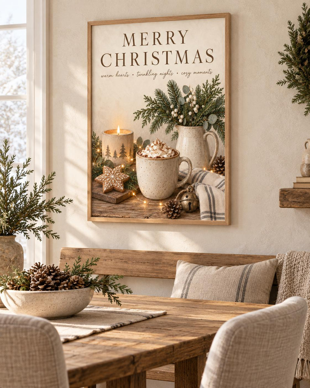 Framed Merry Christmas wall art lifestyle mockup