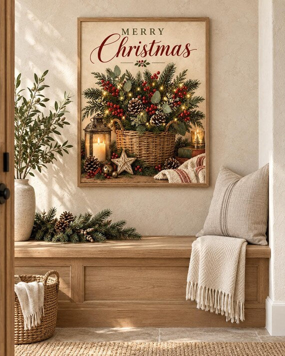 Framed Merry Christmas wall art lifestyle mockup