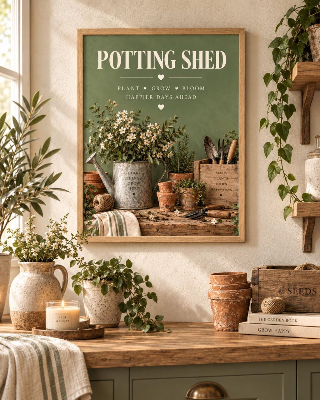 Framed Potting Shed gardening lifestyle mockup
