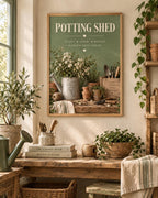 Framed Potting Shed cottage garden wall art mockup