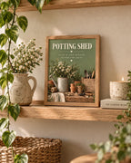 Framed Potting Shed gardening decor lifestyle mockup