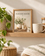 Framed Powder Room Print, Neutral Botanical Bathroom Art, Downstairs Toilet Decor — lifestyle mockup 5