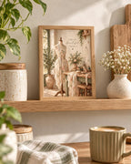 Framed Sewing Room Print, Vintage Dressmaker Art, Create Beautiful Things Quote — lifestyle mockup 5