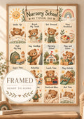 Framed Nursery Routine Print, Teddy Bear Daily Schedule Wall Art for Children's Bedroom — front image