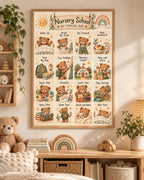 Framed Nursery Routine Print, Teddy Bear Daily Schedule Wall Art for Children's Bedroom — lifestyle mockup 3