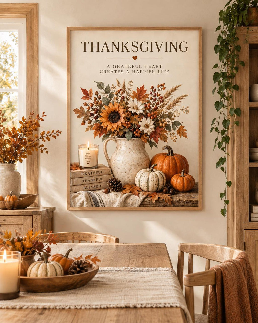 Framed Thanksgiving autumn floral lifestyle mockup