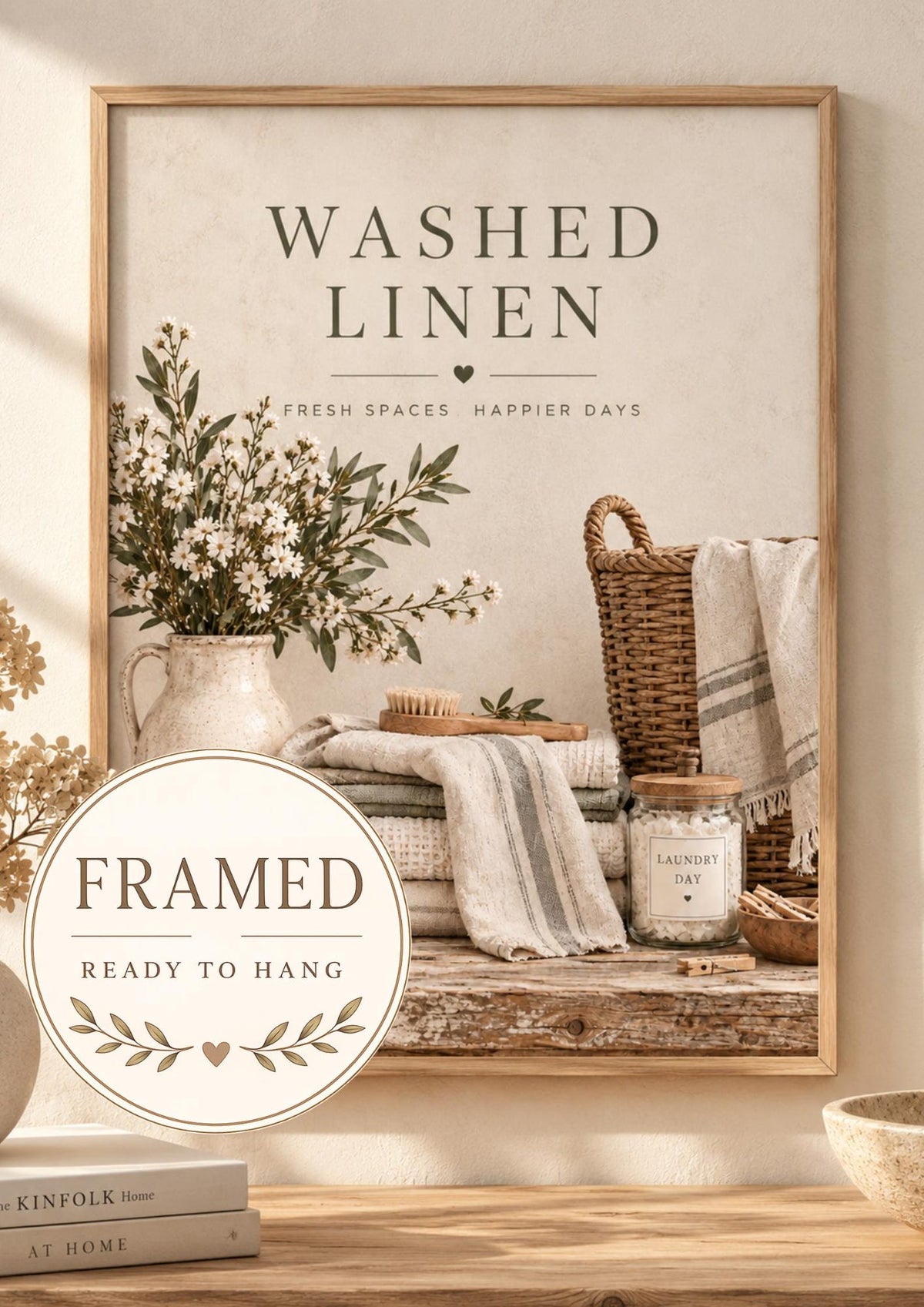 Framed Washed Linen laundry room print front image