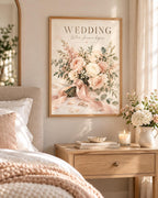 Framed Wedding Print with Blush Floral Bouquet and Romantic Marriage Quote — lifestyle mockup 3