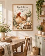 Fresh Eggs Happy Days chicken print mockup 2