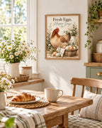 Fresh Eggs Happy Days chicken print mockup 4