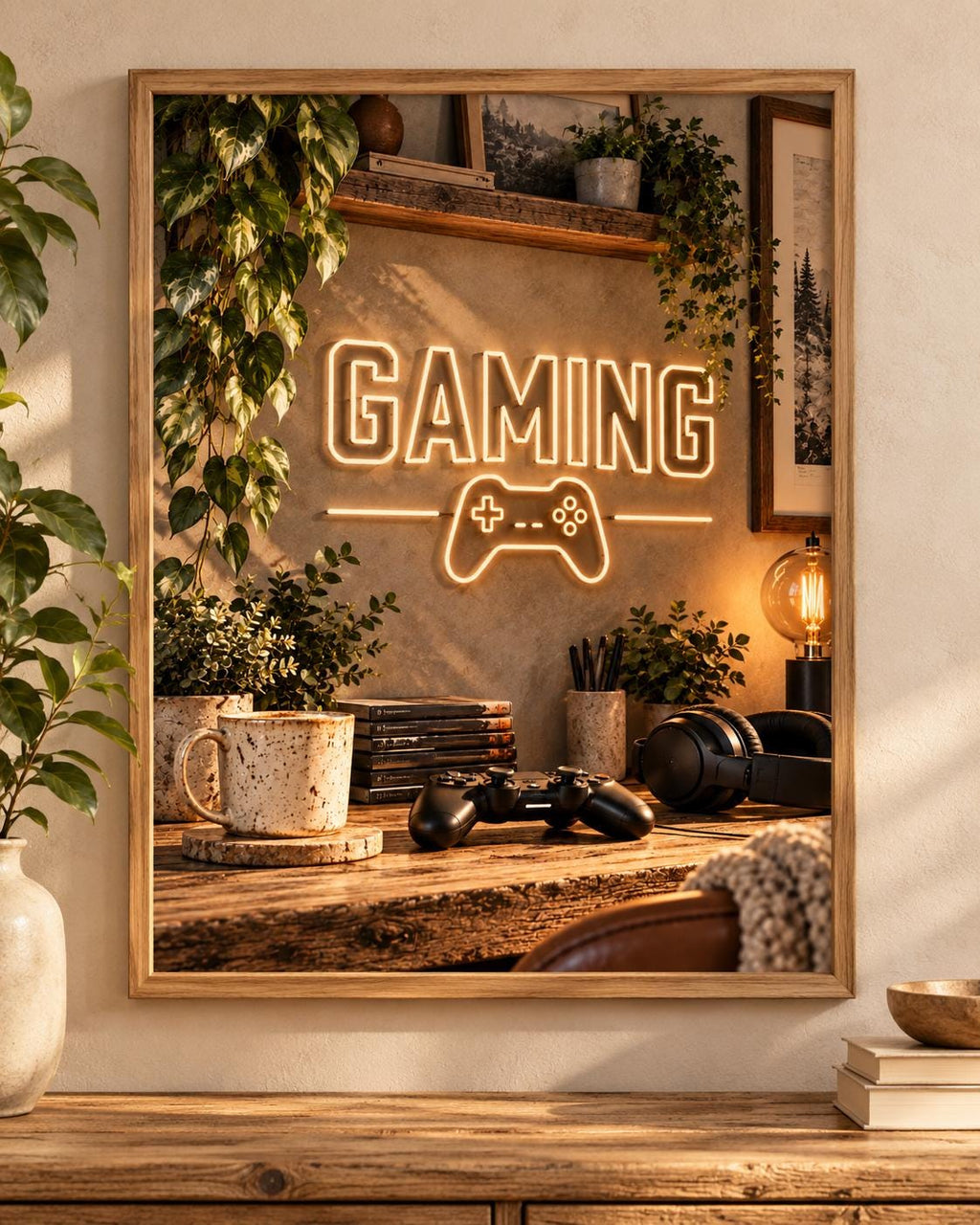 Gaming neon controller wall art front image