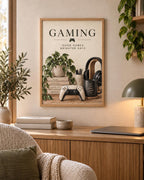 Cosy gamer room wall art lifestyle mockup