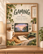 Cosy Gaming print sage green front image