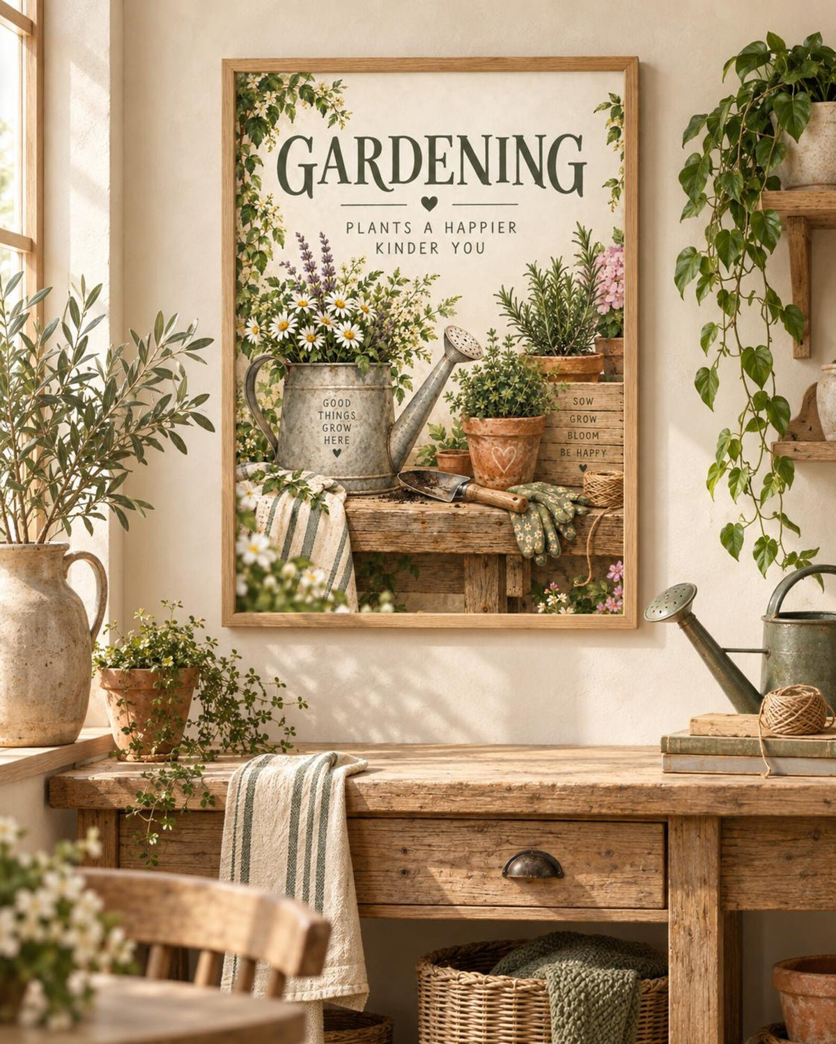 Gardening potting bench lifestyle mockup