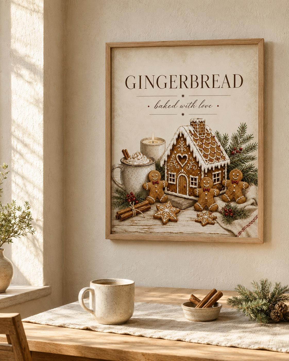 Gingerbread Christmas print festive kitchen mockup
