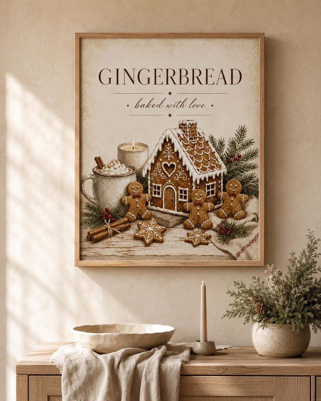 Gingerbread Christmas print baking corner lifestyle mockup