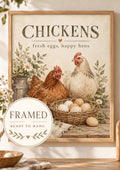Fresh Eggs Happy Hens chicken framed print front image