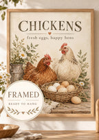 Fresh Eggs Happy Hens chicken framed print front image