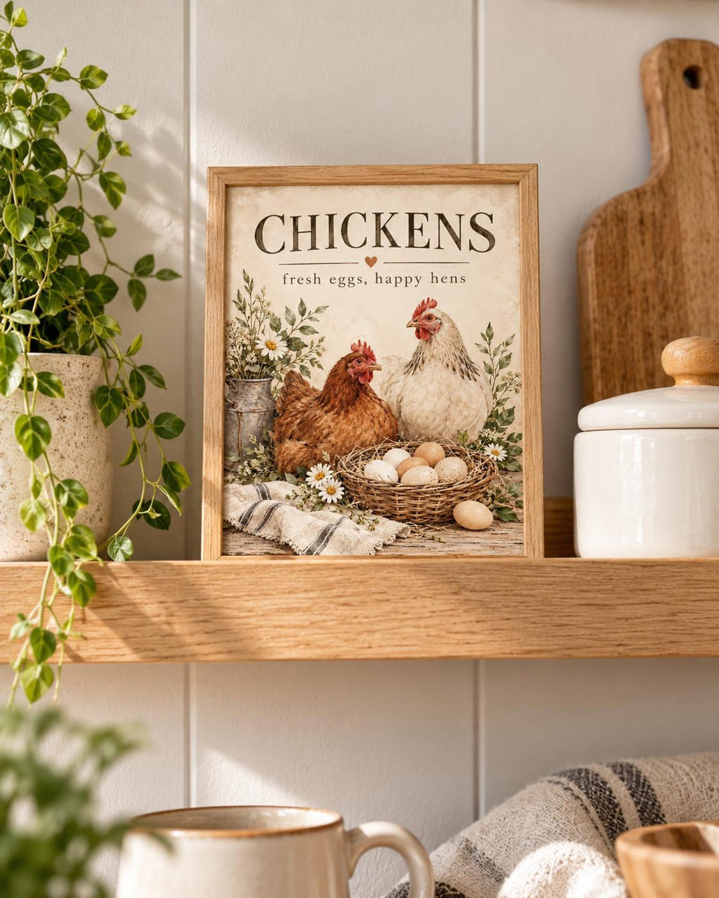 Fresh Eggs Happy Hens chicken print mockup 6