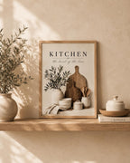 Neutral kitchen wall art rustic home mockup