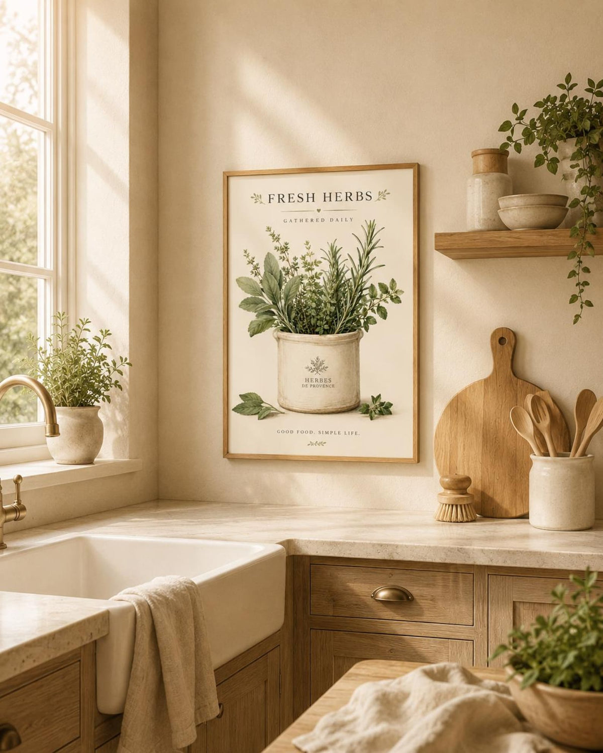 Fresh Herbs kitchen print lifestyle mockup 4