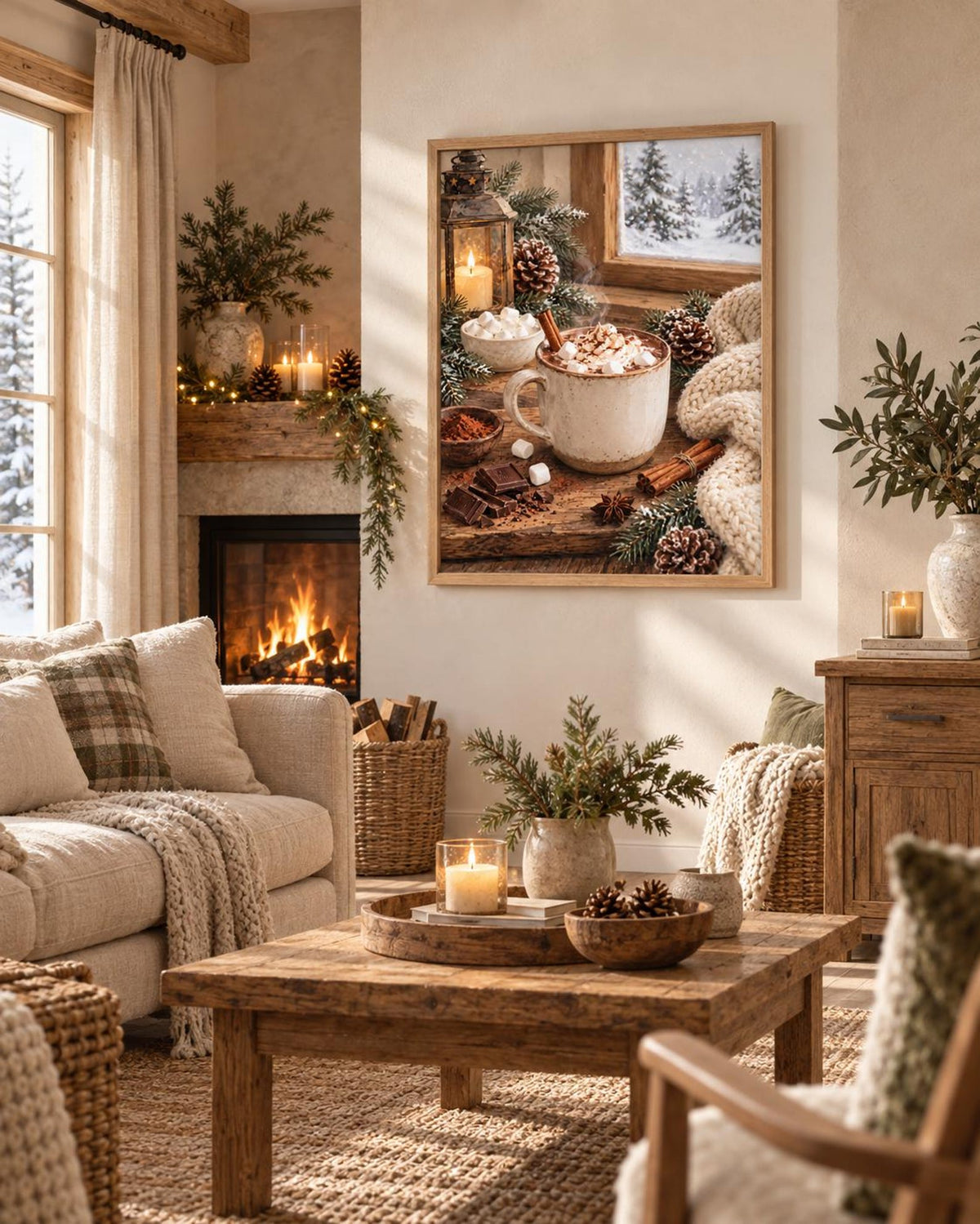 Hot Chocolate print cosy kitchen lifestyle mockup