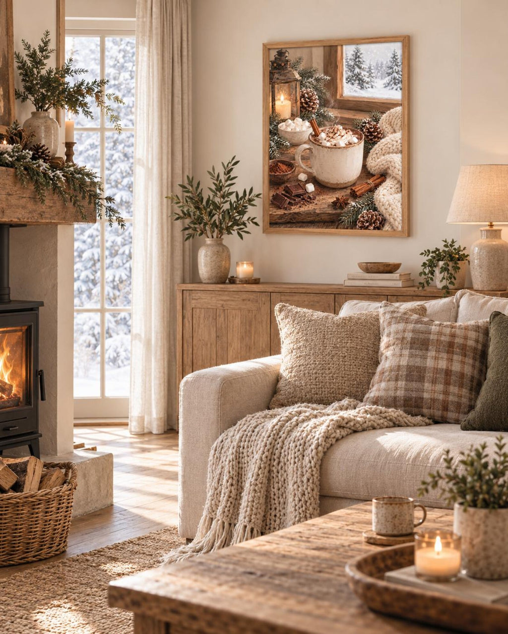 Hot Chocolate print cosy seasonal interior mockup