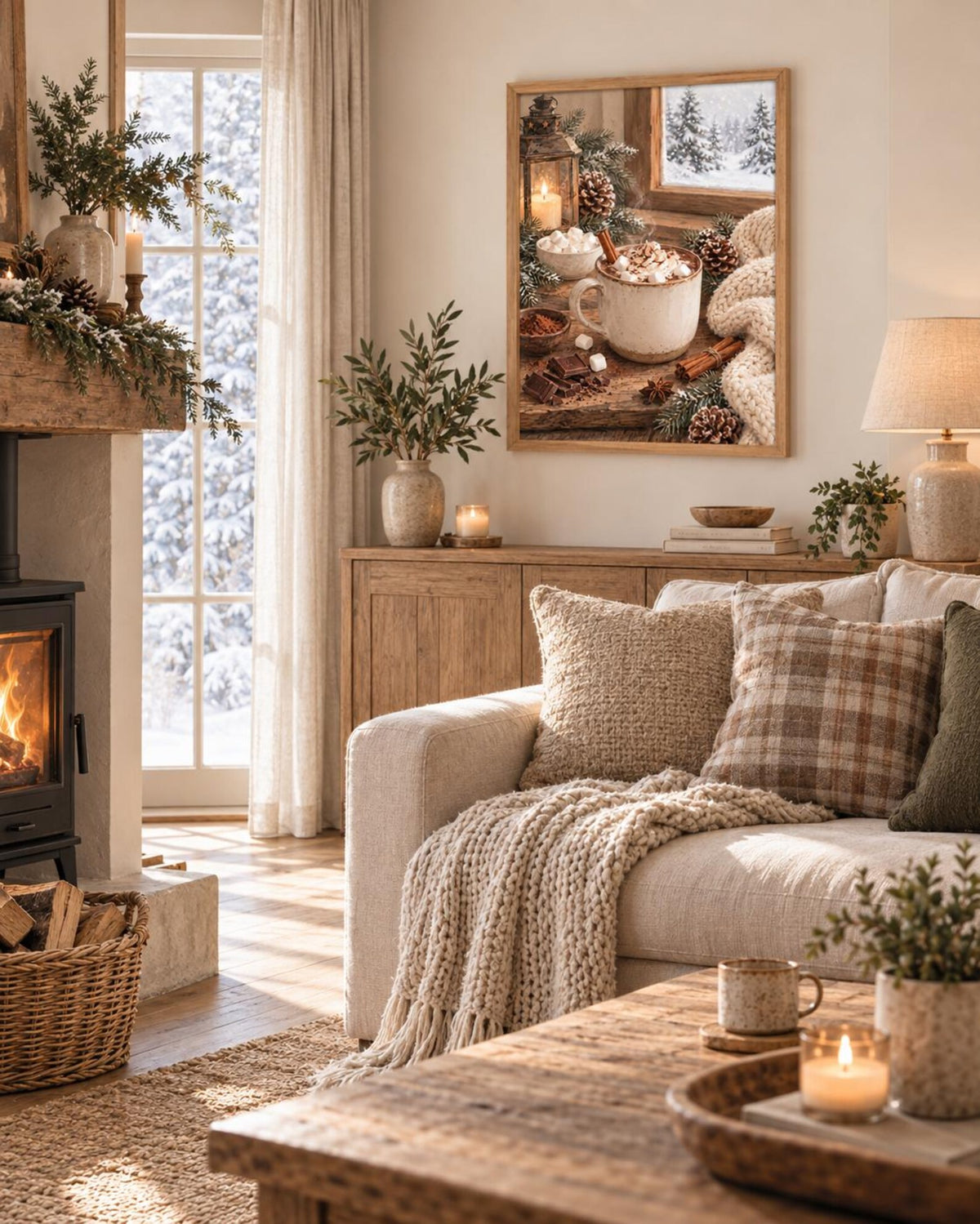Hot Chocolate print cosy seasonal interior mockup