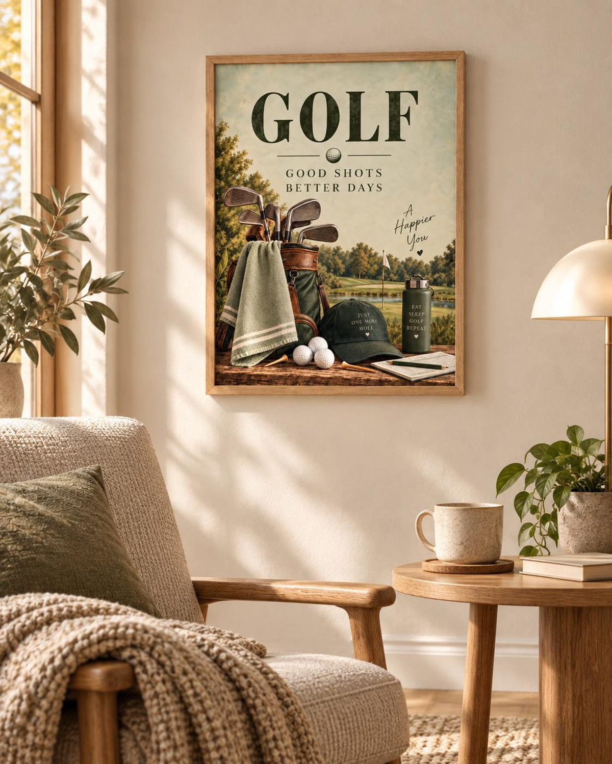 Framed Vintage Golf print lifestyle mockup 2
