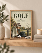 Framed Vintage Golf print lifestyle mockup 5