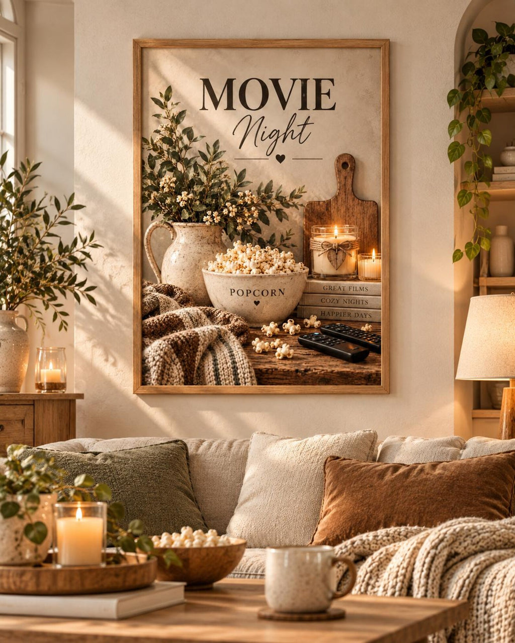 Framed Movie Night print lifestyle mockup 1