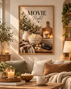 Framed Movie Night print lifestyle mockup 1