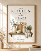 Kitchen Wall Art Print Farmhouse Decor, Neutral Kitchen Artwork, Scandinavian Home Decor, Rustic Shelf Print, Cozy Gift