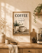 Coffee Wall Art Print, Farmhouse Kitchen Decor, Coffee Bar Sign, Neutral Rustic Artwork, Scandinavian Coffee Corner Print