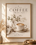 Coffee Wall Art Print, Neutral Kitchen Decor, Scandinavian Coffee Bar Wall Art, Modern Farmhouse Coffee Lover Gift, Beige Cafe Print