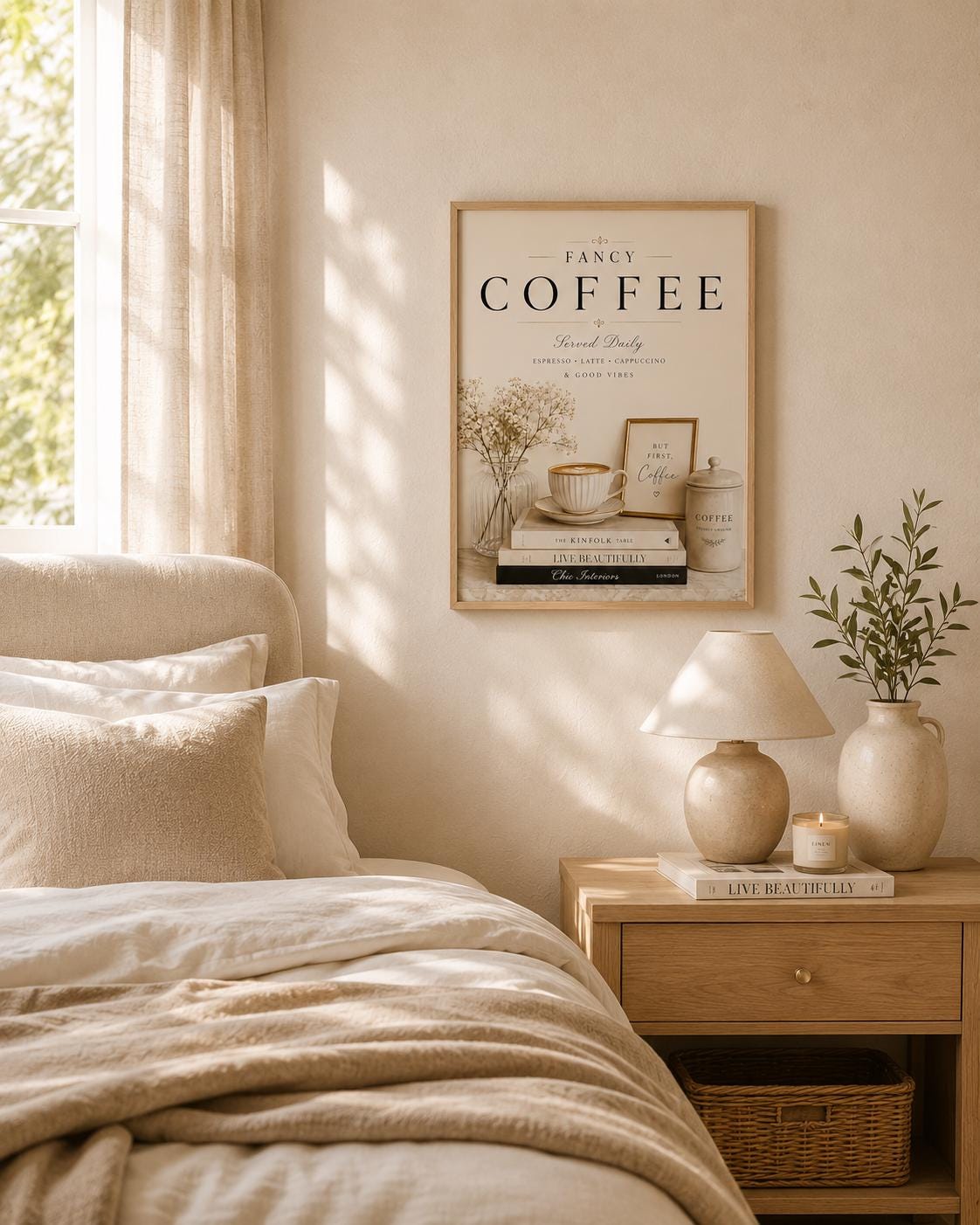Neutral coffee print lifestyle mockup