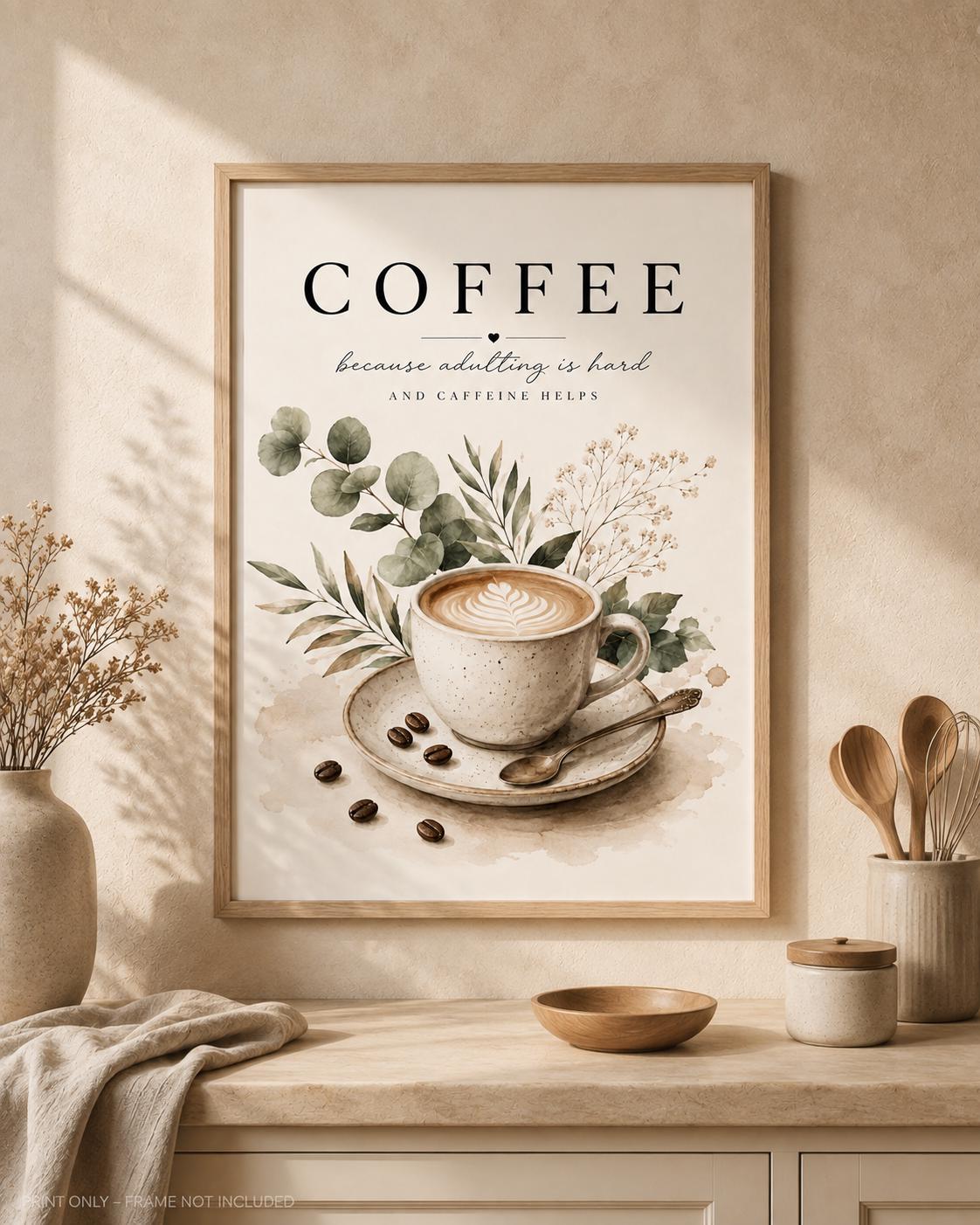 Neutral coffee print lifestyle mockup