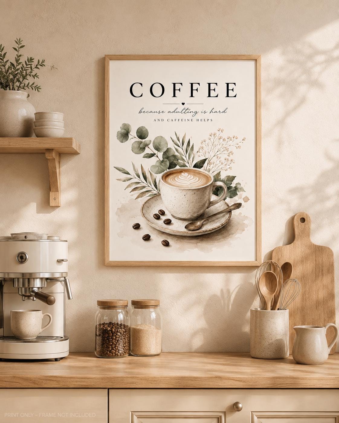 Coffee bar wall art room mockup