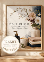 Framed floral bathroom wall art front image