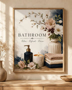 Bathroom Wall Art Print, Floral Decor, Neutral Spa Artwork, Modern Farmhouse Style, Botanical Wall Decor, Relax Refresh Renew, Home Gift