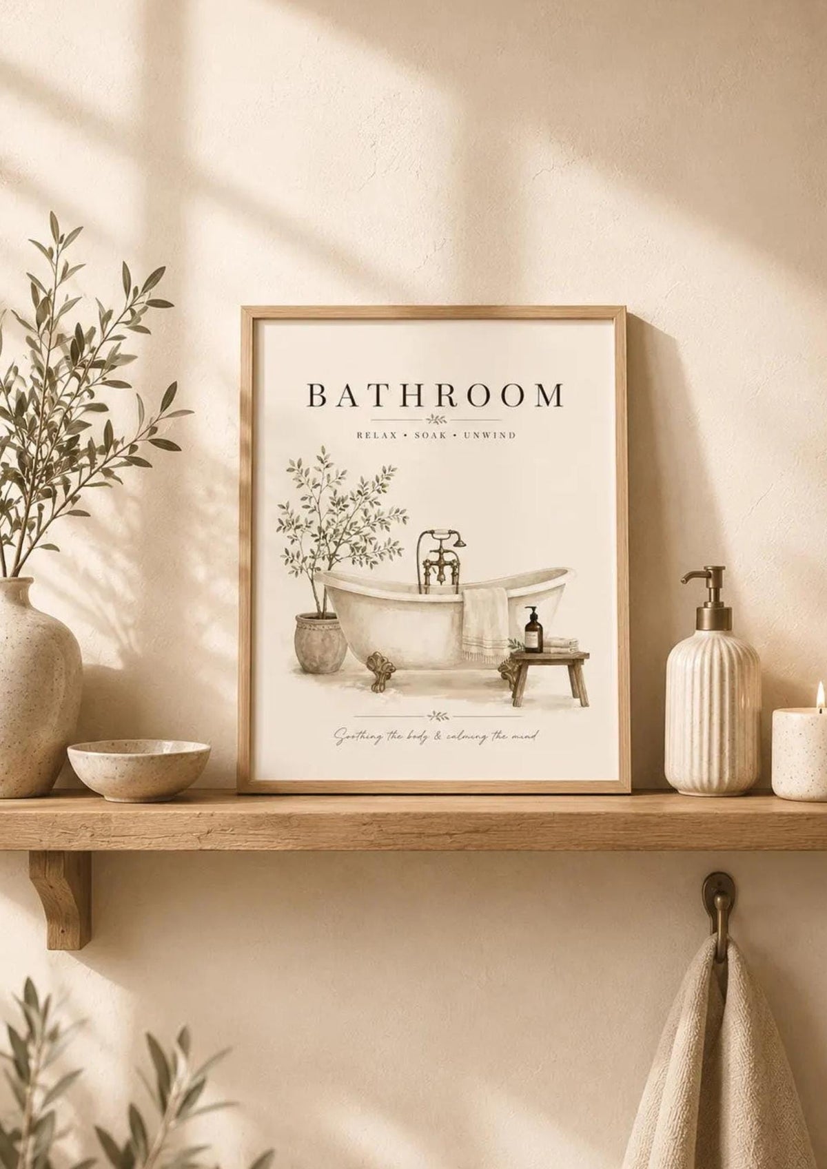 Botanical vintage bathtub wall art home styling