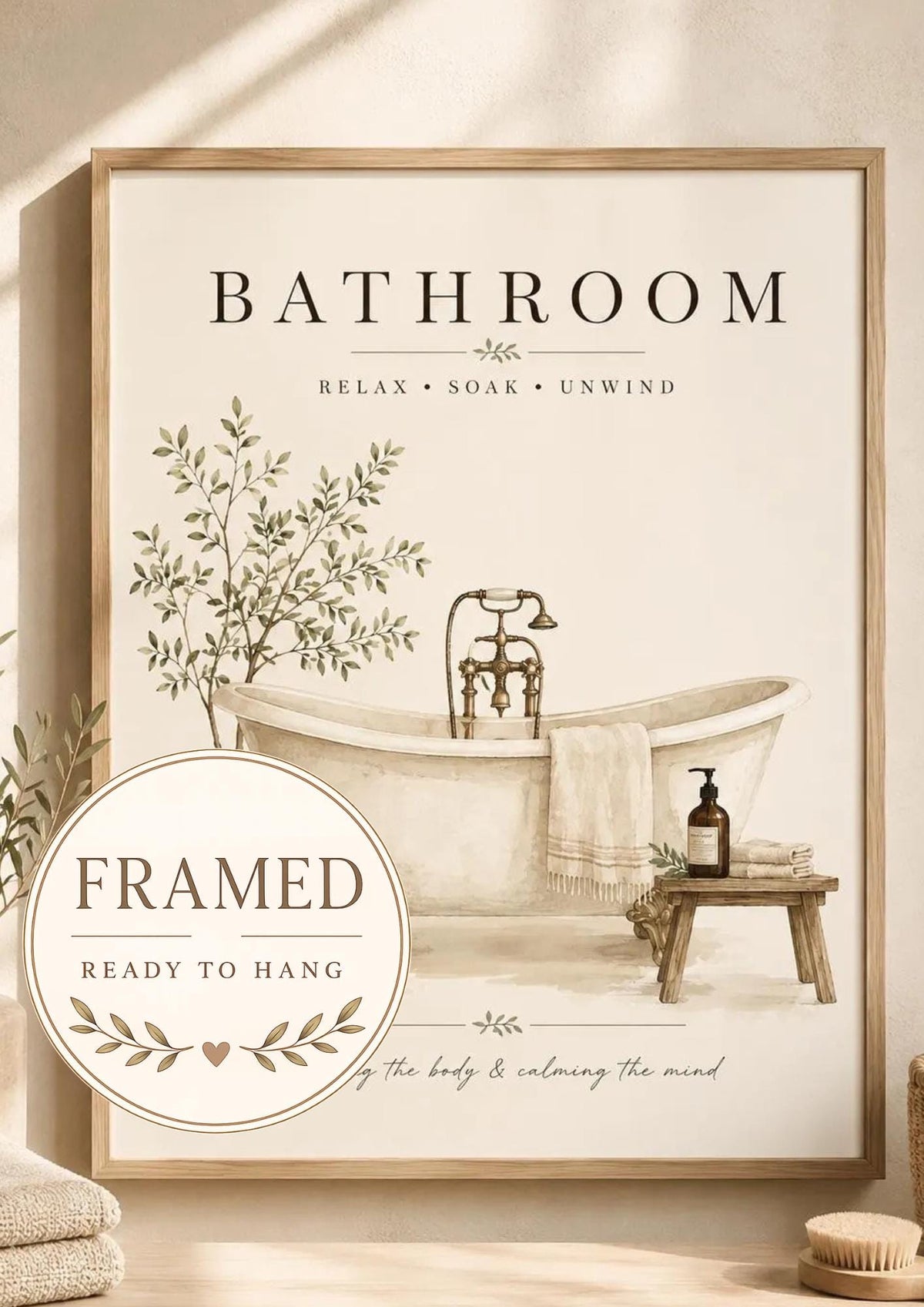 Framed vintage bathtub bathroom wall art front image