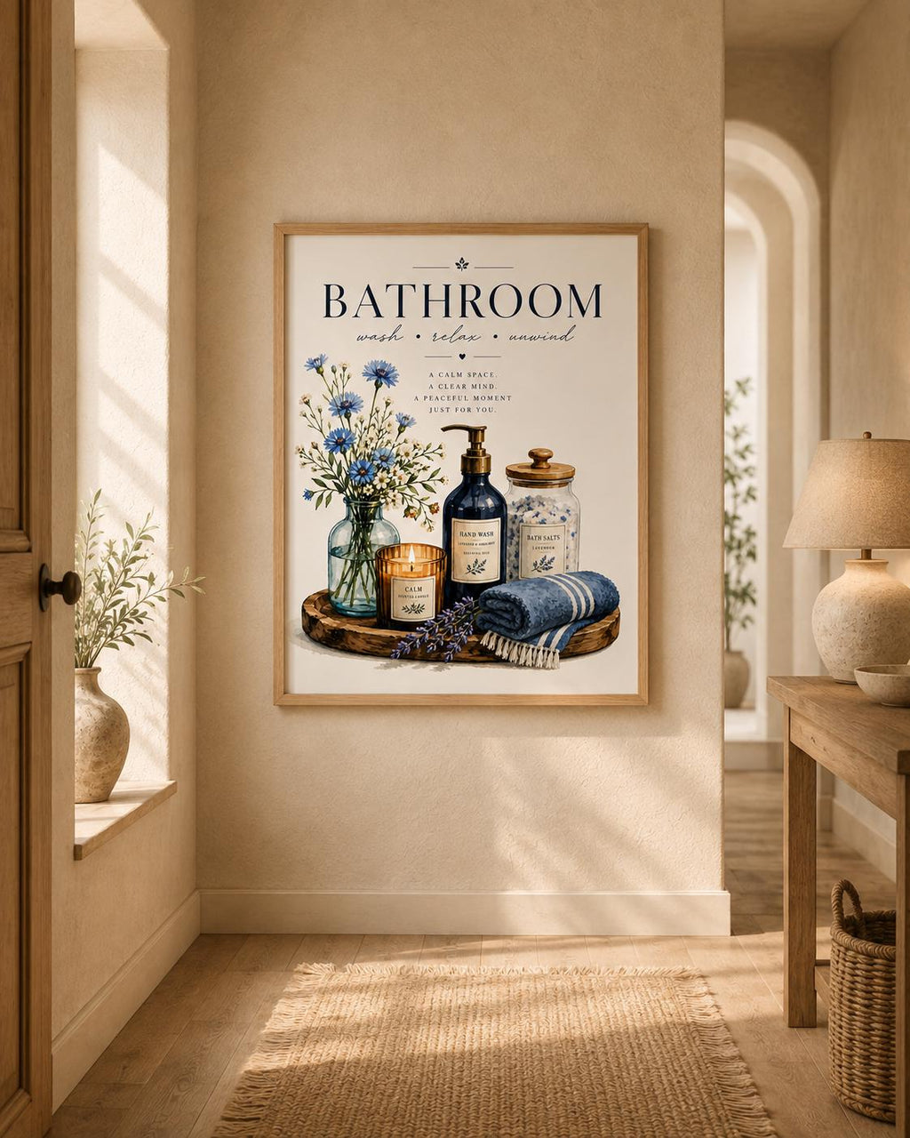 Scandinavian bathroom wall art lifestyle mockup
