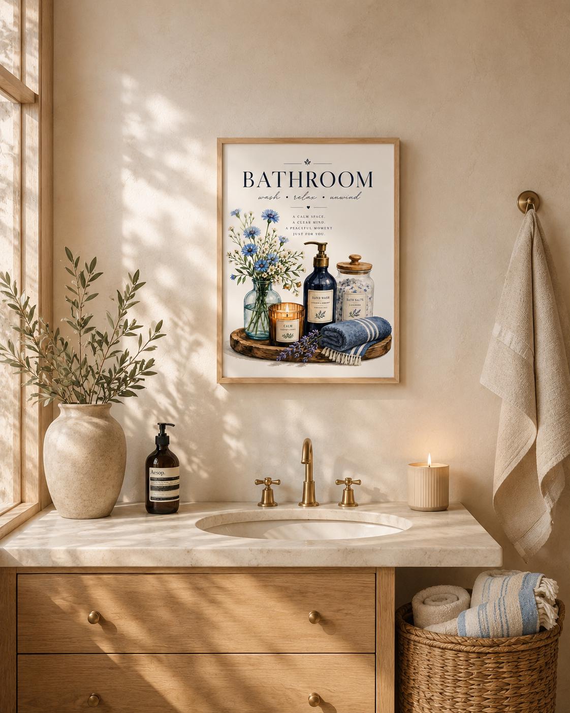 Spa bathroom print lifestyle mockup
