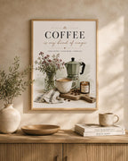 Framed Coffee Wall Art Print, Neutral Kitchen Decor, Coffee Bar Wall Decor, Scandinavian Cafe Artwork, Modern Farmhouse Gift