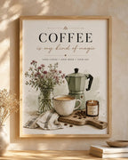 Coffee Wall Art Print, Coffee Bar Decor, Kitchen Wall Art, Neutral Coffee Station Print, Scandinavian Farmhouse Kitchen Decor Gift