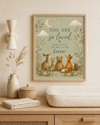 Woodland Nursery Wall Art Print, You Are So Loved Quote, Sage Green Baby Room Decor