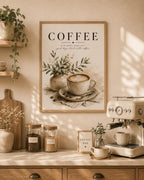 Framed coffee wall art lifestyle mockup