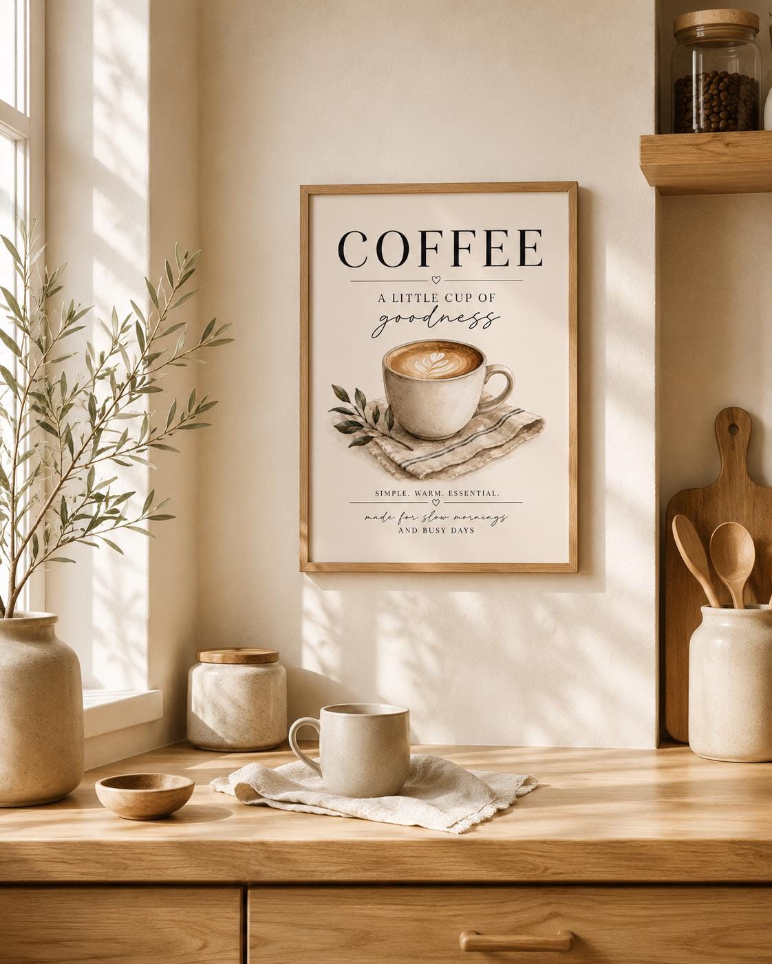 Neutral coffee print lifestyle mockup