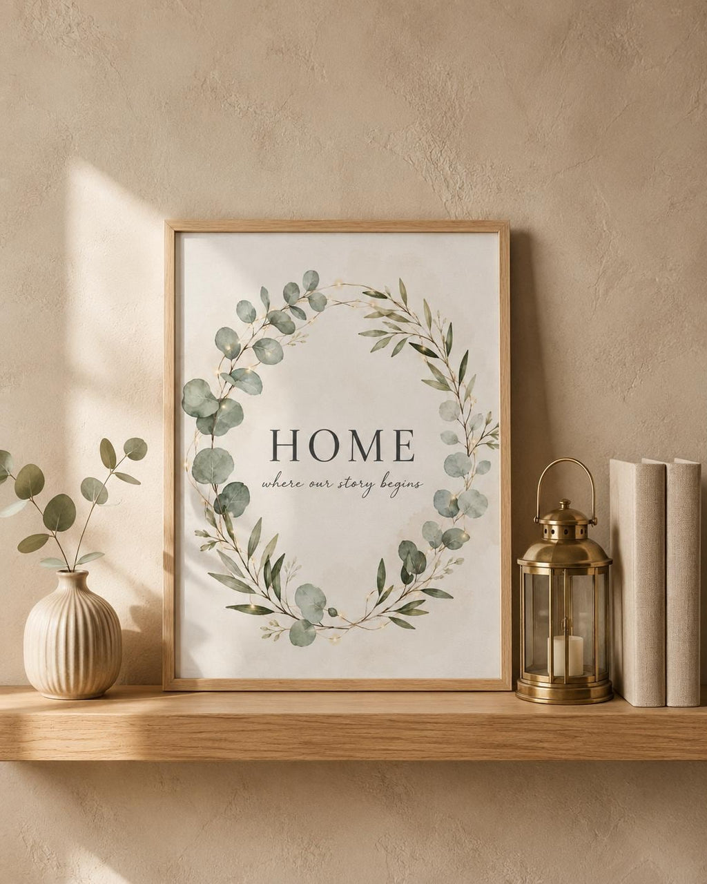 Home botanical print interior mockup